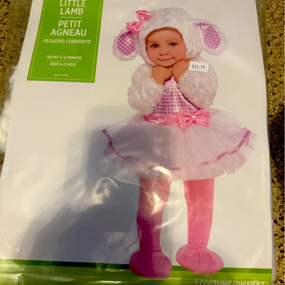 Infant Little Lamb Costume with Pink Accents